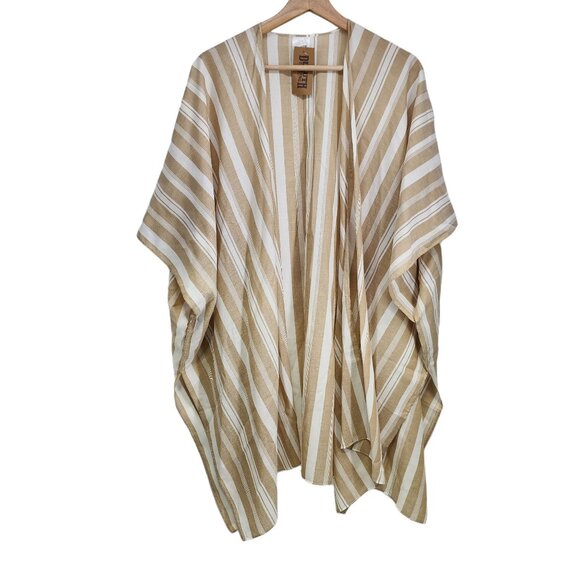 New Duluth Trading Co Women's‎ Lightweight Cape Poncho One Size OS Tan White - Picture 8 of 9